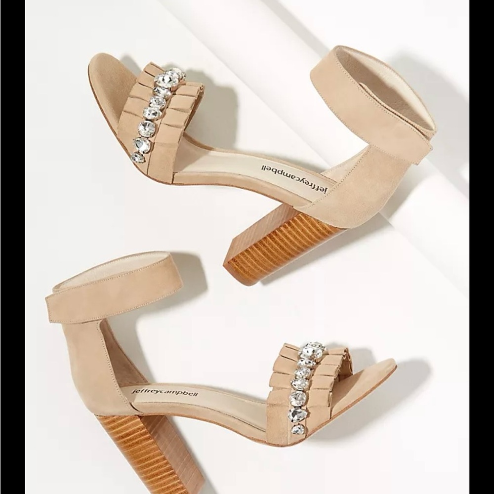 Jeffrey Campbell Lindsay jeweled suede heel sz 8